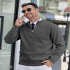COOFANDY Sweaters for Men Knitted Quarter Zip Up Pullover Mock Neck Business Casual Sweater Charcoal Gray 3X-Large view 2
