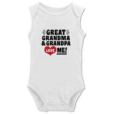 Toddler Baby Clothing Great Grandma & Grandpa Love Me Sleeveless Rompers