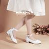 Hehainom Girls Dress Shoes Ankle Strap Flower Girl Heels for Little Big Kids Heels Wedding Church Party Communion Shoes(White Pu 10 M US Toddler) view 2