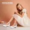 Hehainom Girls Dress Shoes Ankle Strap Flower Girl Heels for Little Big Kids Heels Wedding Church Party Communion Shoes(White Pu 10 M US Toddler) view 3