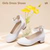 Hehainom Girls Dress Shoes Ankle Strap Flower Girl Heels for Little Big Kids Heels Wedding Church Party Communion Shoes(White Pu 10 M US Toddler) view 4