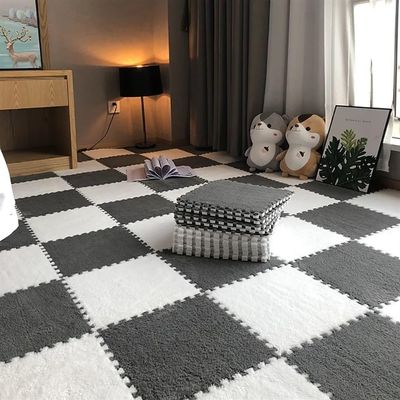 YQJYBD 16PCS 30 * 30cm Sports Gym Mat Protection EVA Leaf Grain Floor Mats Yoga Fitness Non-Slip Splicing Rugs for Commercial and Home Decorat(GreyWhite)
