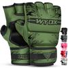 WYOX MMA Gloves Grappling Sparring, Boxing Gloves Men Women Muay Thai Martial Arts Training, Half Finger Adjustable Mitts Wrist Support Kickboxing Gloves (Army Green, S/M (15-21 cm)) view 1