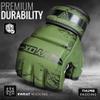 WYOX MMA Gloves Grappling Sparring, Boxing Gloves Men Women Muay Thai Martial Arts Training, Half Finger Adjustable Mitts Wrist Support Kickboxing Gloves (Army Green, S/M (15-21 cm)) view 2