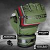 WYOX MMA Gloves Grappling Sparring, Boxing Gloves Men Women Muay Thai Martial Arts Training, Half Finger Adjustable Mitts Wrist Support Kickboxing Gloves (Army Green, S/M (15-21 cm)) view 3