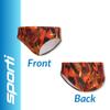 Sporti Boys Swim Briefs Athletic Swimwear  Vibrant Catalyst Print, Lycra Xtra Life 4-Way Stretch, Chlorine & UPF 50+ Resistant, Competition Training Swimsuit - Red/Orange - 24 view 4