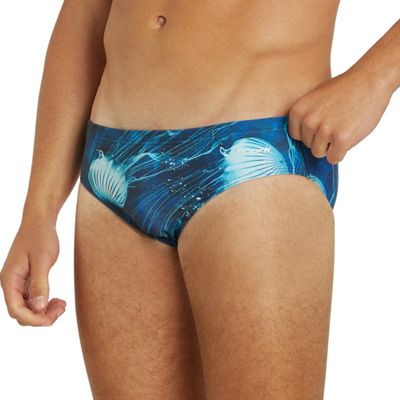 Sporti Boys Athletic Swim Briefs  Sea Jellies Competitive Swimsuit, Chlorine-Resistant Lycra Xtra Life, UPF 50+, No-Chafe Flat Seams, Drawstring Fit for Training & Racing - Sea Jellies - 24