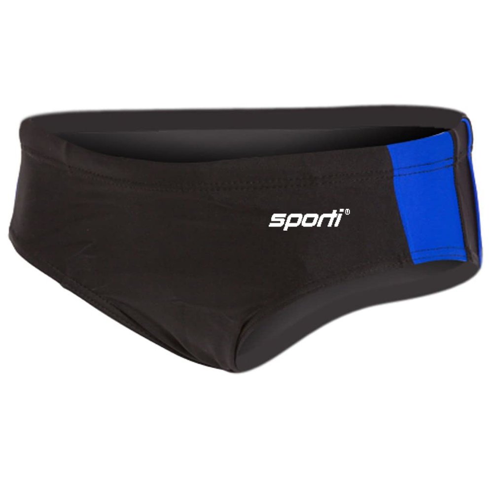 Sporti Boys Swim Briefs  Boys' Athletic Swimwear Briefs with Lycra Xtra Life, UPF 50+, Drawstring, Long-Lasting Competitive Swimsuit Brief for Training & Racing - Black/Royal - 22