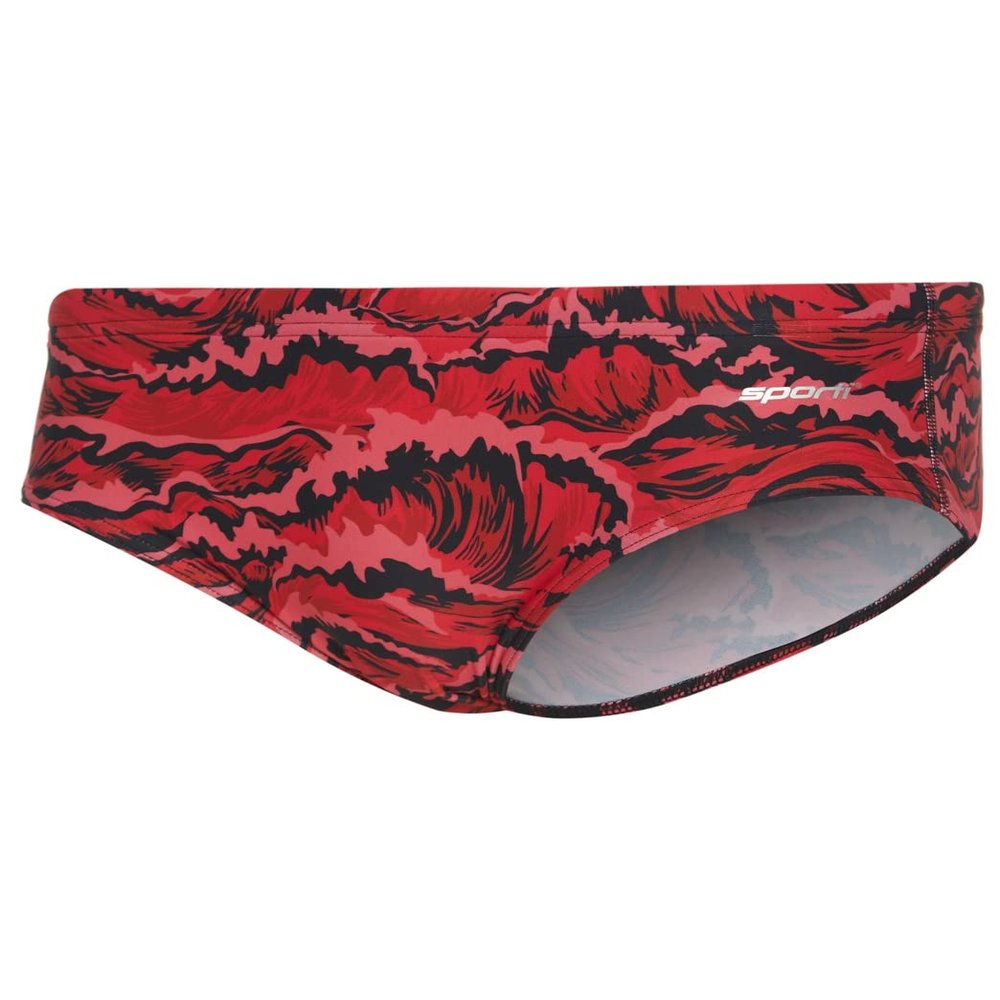 Sporti Boys Athletic Swim Briefs UPF 50+ Lycra Xtra Life Flatlock No-Chafe Seams Drawstring Secure Fit Competitive Training Swimsuit for Young Swimmers - Red - 22