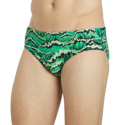 Sporti Boy's Athletic Swim Brief Swimsuit, New Waves - Green - 24