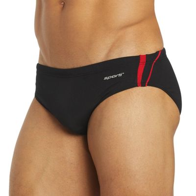 Sporti HydroLast Splice Boys' Athletic Swimwear Briefs, Chlorine-Resistant 4-Way Stretch, Competitive Swimsuit for Boys Training Swimwear - Black/Red - 24