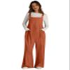 Vigorics Wide Leg Overalls For Women Loose Fit Waffle Knit Jumpsuit Rompers 2026 Sleeveless Outfits Rust M view 1