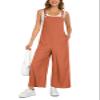 Vigorics Wide Leg Overalls For Women Loose Fit Waffle Knit Jumpsuit Rompers 2026 Sleeveless Outfits Rust M view 2