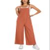 Vigorics Wide Leg Overalls For Women Loose Fit Waffle Knit Jumpsuit Rompers 2026 Sleeveless Outfits Rust M view 4