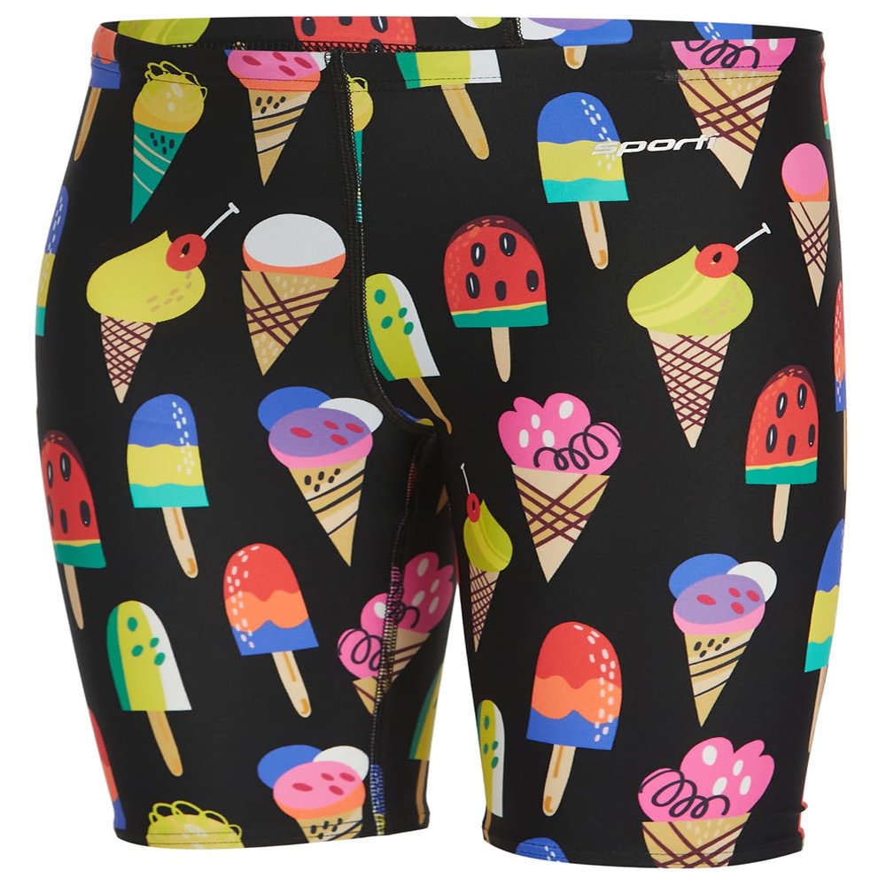 Sporti Men's Athletic Swimwear Jammers, Suitable for Big Boy & Youth Competitve, Abstract Print Jammers, Drawstring Waist - I-Scream - 22