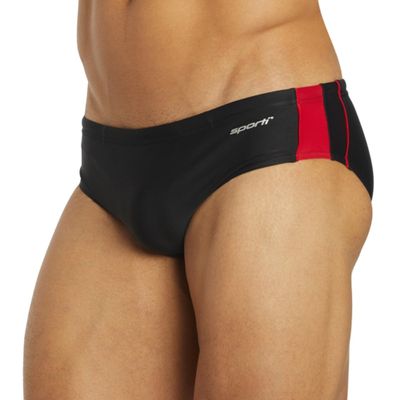 Sporti Boy's Athletic Swim Brief Swimsuit, Piped Splice - Black/Red - 22