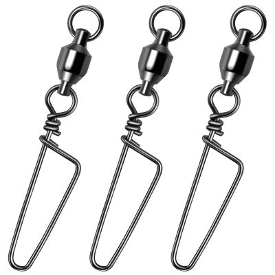 Alwonder 10-Pack Fishing Snap Swivels, High Strength Ball Bearing Swivel with Stainless Steel Coastlock Snaps, Black Nickel Coating Corrosion Resistance Freshwater Saltwater Fishing Snaps Swivels #4