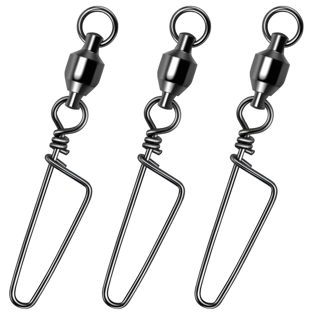 Alwonder 10-Pack Fishing Snap Swivels, High Strength Ball Bearing Swivel with Stainless Steel Coastlock Snaps, Black Nickel Coating Corrosion Resistance Freshwater Saltwater Fishing Snaps Swivels #4