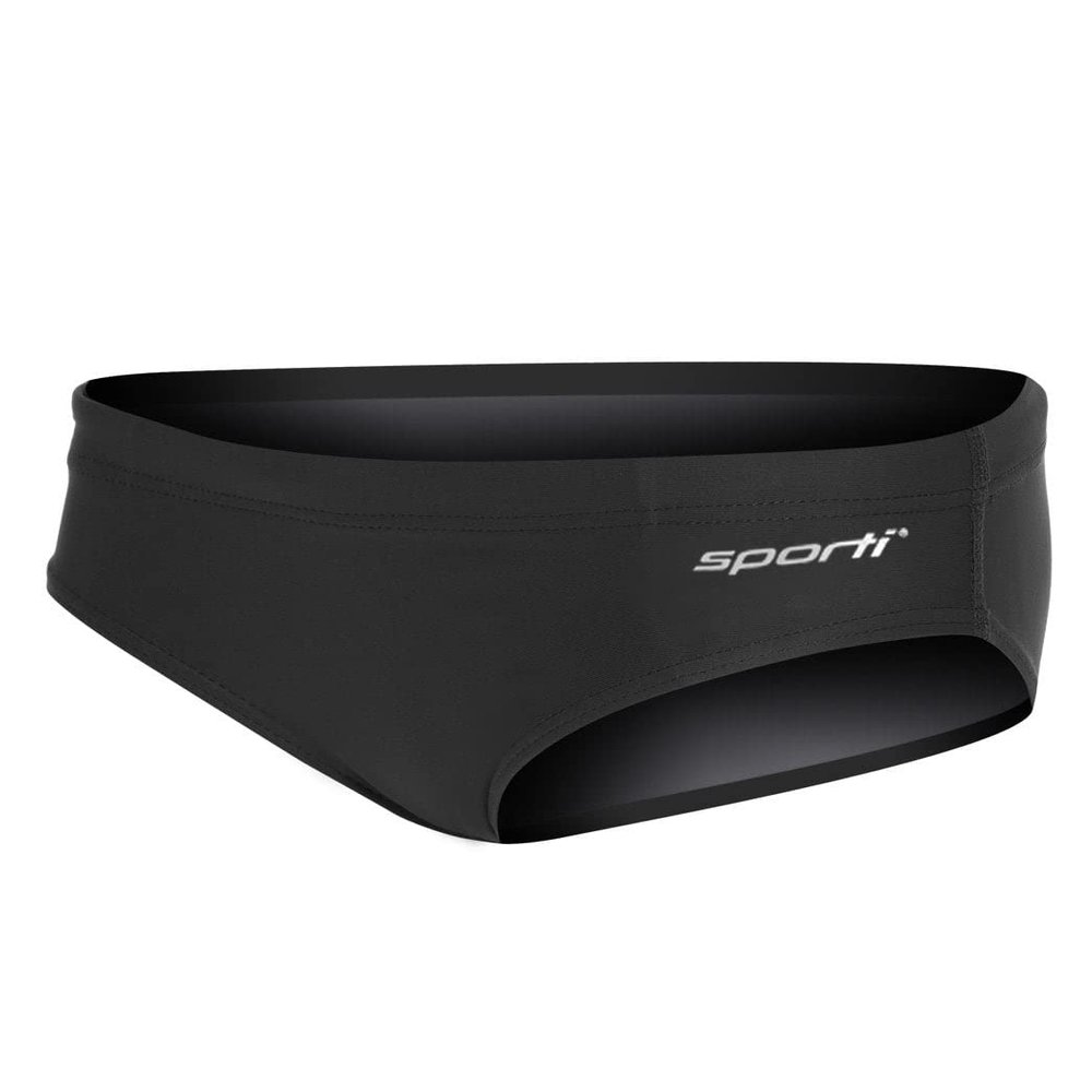 Sporti Boys' Swim Briefs - Athletic Competitive Swimsuit with UPF 50+, Durable Lycra Xtra Life, Comfortable Flat Seams, Adjustable Drawstring Waist - Perfect for Training & Competitions - Black - 24