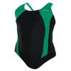 Sporti Athletic One Piece Swimsuit for Girls | Durable Training Swimwear with Wide Straps, Comfortable Coverage, UPF 50+ | Great for Swim Team & Competitive Swimming - Black/Green - 24 view 1