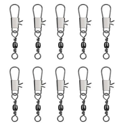 SagaSave 100 Pack Fishing Snap Swivels Metal Fishing Snap Clips 360 Flexible Fishing Tackle Swivels Fishing Gear Equipment for Saltwater Freshwater(2#)
