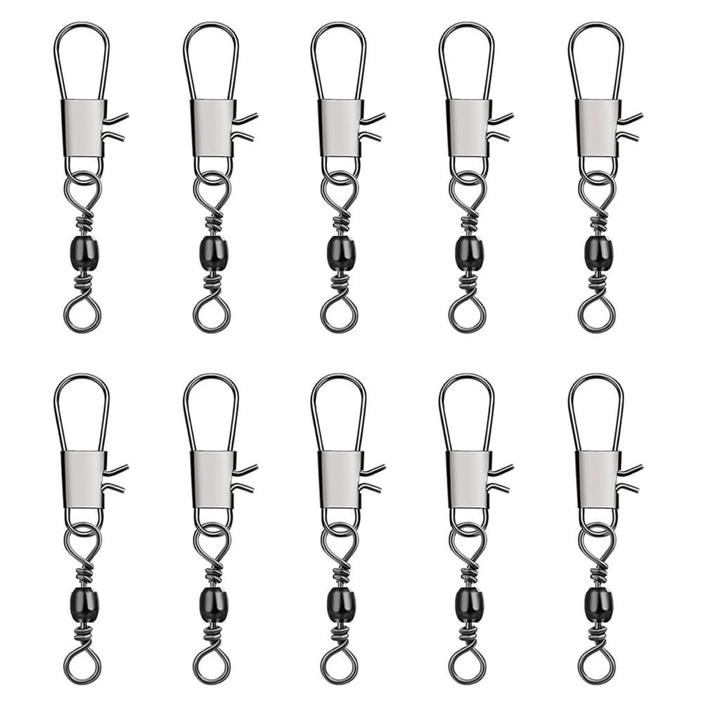 SagaSave 100 Pack Fishing Snap Swivels Metal Fishing Snap Clips 360 Flexible Fishing Tackle Swivels Fishing Gear Equipment for Saltwater Freshwater(2#)