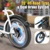 Caroma Peak 800w Electric Scooter Adults 20"X3" Fat Tire, 20 MPH Top Speed & 30 Miles Range, Off-Road E Scooter w/Adjustable Seat & Grocery Bag, Foldable Ebike w/Shock Absorption for Commuting view 3