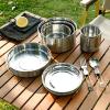 12 Pcs Camping Cookware Set, Folding Handle 304 Stainless Steel Portable Picnic Cooking Pot Cup Set Portable Outdoor Cookware for Family Hiking Picnic view 1