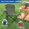 SAILARY Folding Camping Collapsible Chairs Heavy Duty Lawn Chair with Cooler Bag, Storage Pocket, Waterproof Bag Outdoor Arm Chair, Supports 225LBS, Green view 4