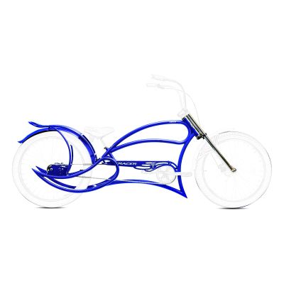 MICARGI Leopard GT Stretch Cruiser Bike Frame,26-in Steel Frame with Bike Chain Suitable for Lowrider Bike, Chopper Bike, and Electric Bike Conversion (Blue)