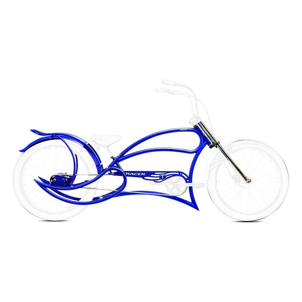 MICARGI Leopard GT Stretch Cruiser Bike Frame,26-in Steel Frame with Bike Chain Suitable for Lowrider Bike, Chopper Bike, and Electric Bike Conversion (Blue)