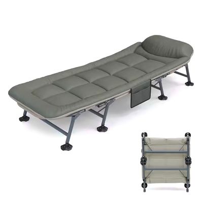 Fold up Beds for Adults Eight Legged Support Folding Camping Cot Six Adjustable Backrests Portable Folding Outdoor Cot for Outdoor Travel Camp Beach Vacation(Green A 190 * 65 * 42cm)
