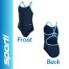 Sporti Athletic One Piece Swimsuit for Girls  Durable Lycra Xtra Life Swimwear, Comfortable Fit, Full Coverage Competition Bathing Suit for Swim Team and Training Sessions - Navy/Light Blue - 24 view 2