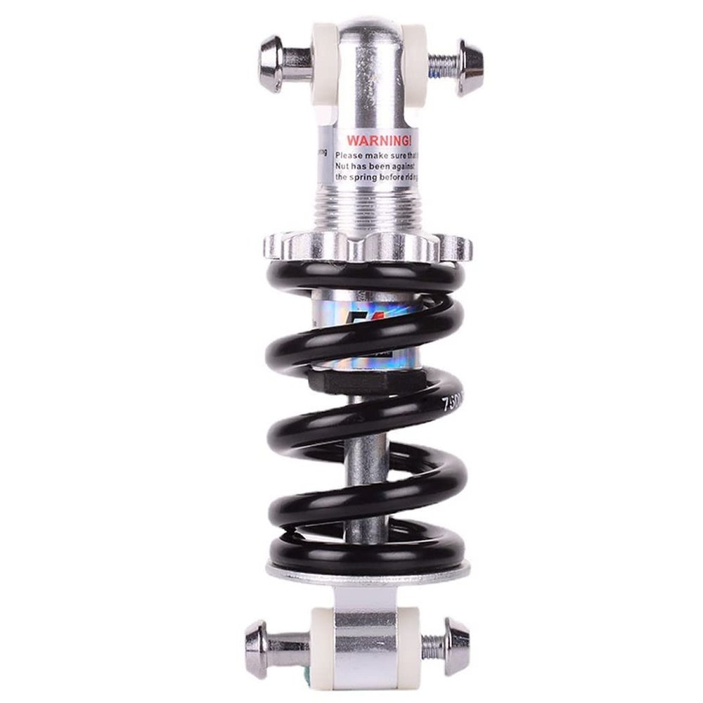 LUNJE Bicycle Rear Shock Absorber 100mm 125mm 150mm Mountain Bike Coil Spring Shocks 500lbs/650lbs/750lbs/1200lbs/1500lbs Rear Suspension Damper Black(100mm/650lbs)
