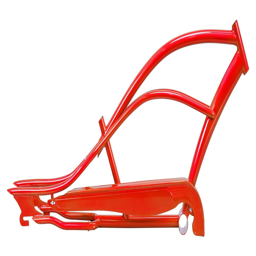 MICARGI Mustang Stretch Cruiser Bike Frame,26-in Steel Frame with Bike Chain Suitable for Lowrider Bike, Chopper Bike, and Electric Bike Conversion (red)