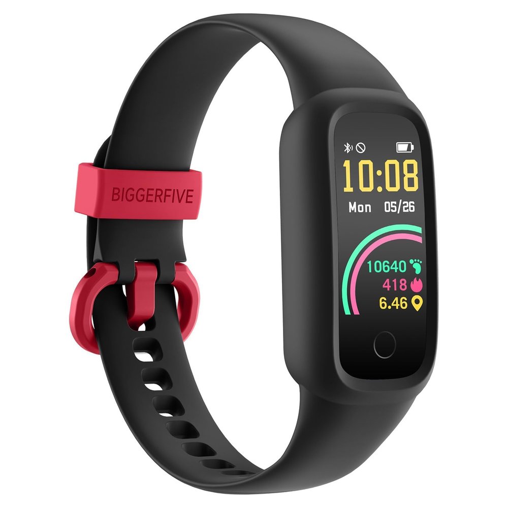 BIGGERFIVE Vigor 2 L Kids Fitness Tracker Watch for Boys Girls Ages 5-15, Activity Tracker, Heart Rate Sleep Monitor, IP68 Waterproof, Pedometer, Calorie Step Counter Watch, Black