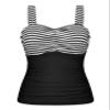 Hilor Women's Tankini with Underwire Bra Support Retro Ruched Slimming Bathing Suit Top Tummy Control Swimsuit Top Black&White Stripes 10 view 1