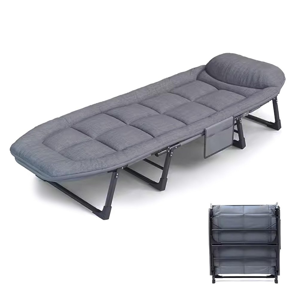 Fold up Beds for Adults Eight Legged Support Folding Camping Cot Six Adjustable Backrests Portable Folding Outdoor Cot for Outdoor Travel Camp Beach Vacation(Gray A 200 * 66 * 35cm)