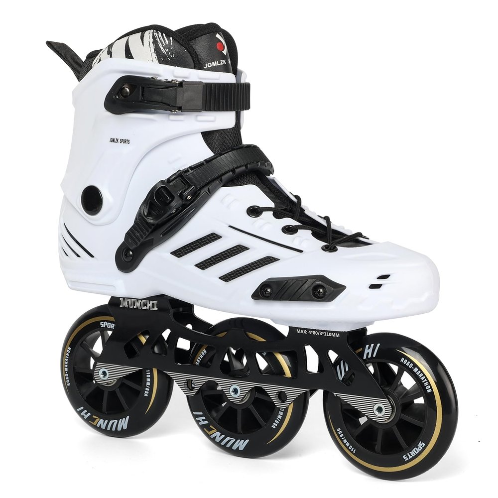 3 Wheel Inline Skates for Adult Women Men,Professional Outdoor Fitness 3X110 Mm Wheels Roller Skates Blades for Unisex (White, Men 6/Women 7 38)