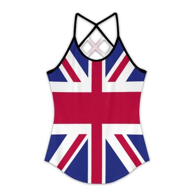 Adugen Origei Yoga Women's Performance Stretchy British Flag Sports Workout Running Top Vest XL