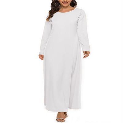 ACSUSS Muslim Dress for Women Solid Loose Islamic Full Cover Long Robe Arabian Abaya Kaftan Prayer Clothes White XXL-3XL