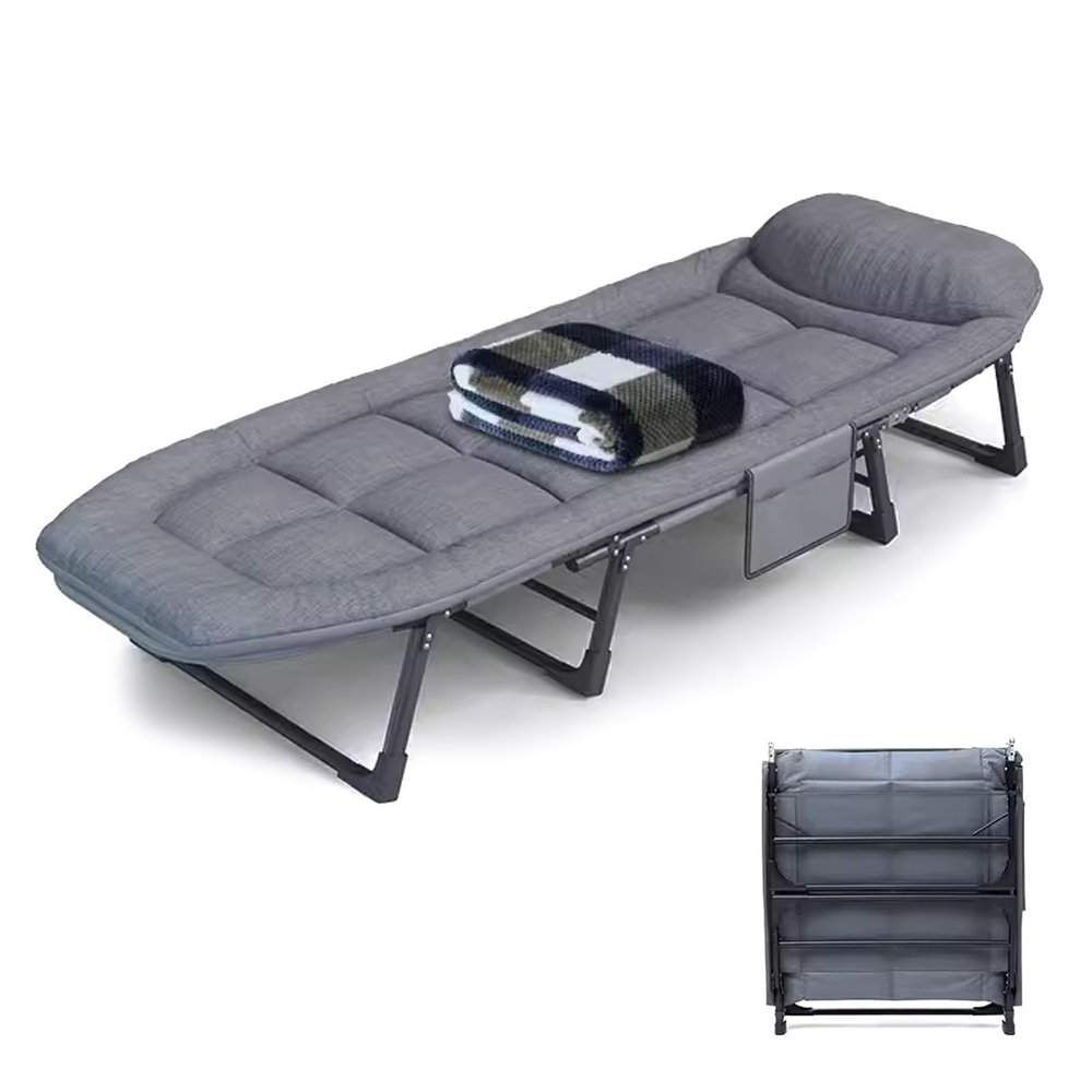 Fold up Beds for Adults Eight Legged Support Folding Camping Cot Six Adjustable Backrests Portable Folding Outdoor Cot for Outdoor Travel Camp Beach Vacation(Gray B 200 * 66 * 35cm)