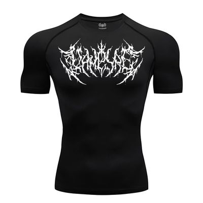 FitKairosis Diaphthora Black Compression Shirt for Men Gym Fitness Workout Performance Athletic Wear Gym Clothes for Men Gym Shirts