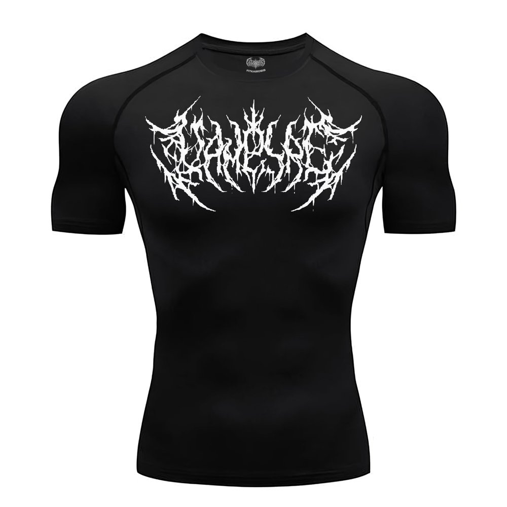 FitKairosis Diaphthora Black Compression Shirt for Men Gym Fitness Workout Performance Athletic Wear Gym Clothes for Men Gym Shirts
