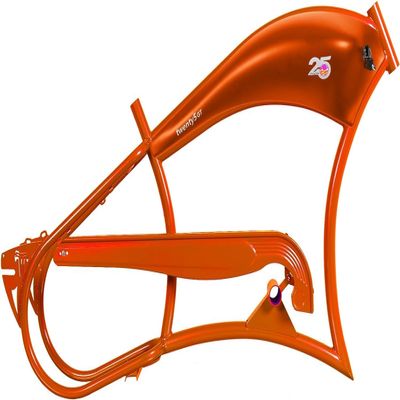 MICARGI Twenty5 Stretch Cruiser Bike Frame,26-in Steel Frame with Bike Chain Suitable for Lowrider Bike, Chopper Bike, and Electric Bike Conversion (Orange)