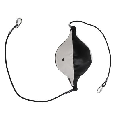XHTLLO Double End Bag, Double End Punching Balls with Adjustable Cord and Inflator, PU Leather Speed Boxing Bag for Reflexes and Agility Training(Black and White)