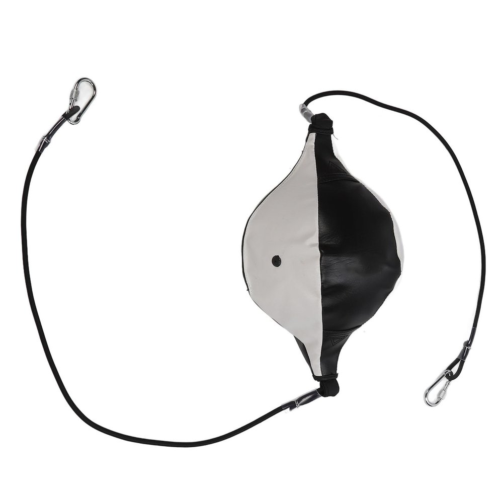 XHTLLO Double End Bag, Double End Punching Balls with Adjustable Cord and Inflator, PU Leather Speed Boxing Bag for Reflexes and Agility Training(Black and White)