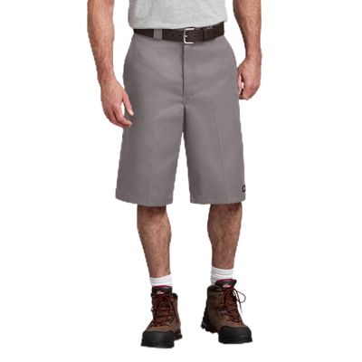 Dickies Loose Fit Flat Front Work Shorts, 13", Silver, 30