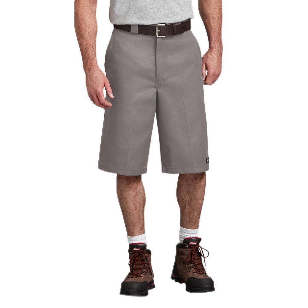 Dickies Loose Fit Flat Front Work Shorts, 13", Silver, 30