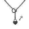 VLIEGEN Heart O-Ring Slip Chain Necklace Punk Rock Stainless Steel Cuban Long Necklace Jewelry for Women Black 25inch view 1